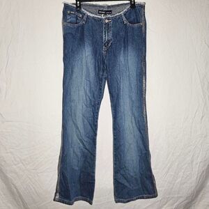 Vintage y2k glitter sides low rise bootcut cut off jeans